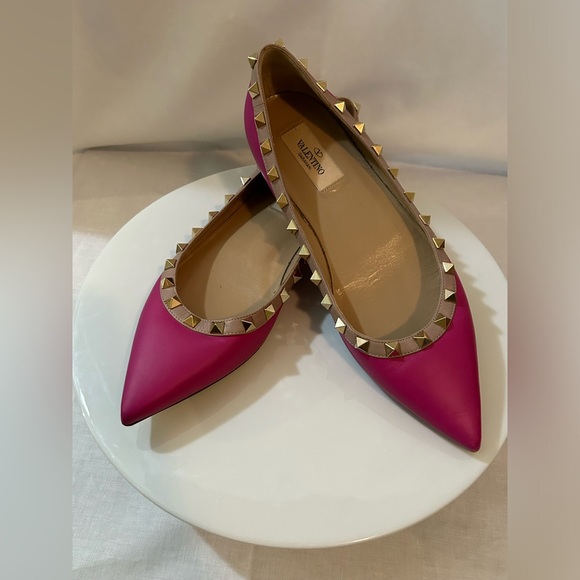 Valentino Shoes - Valentino Garavani - Fuchsia Studded Flats